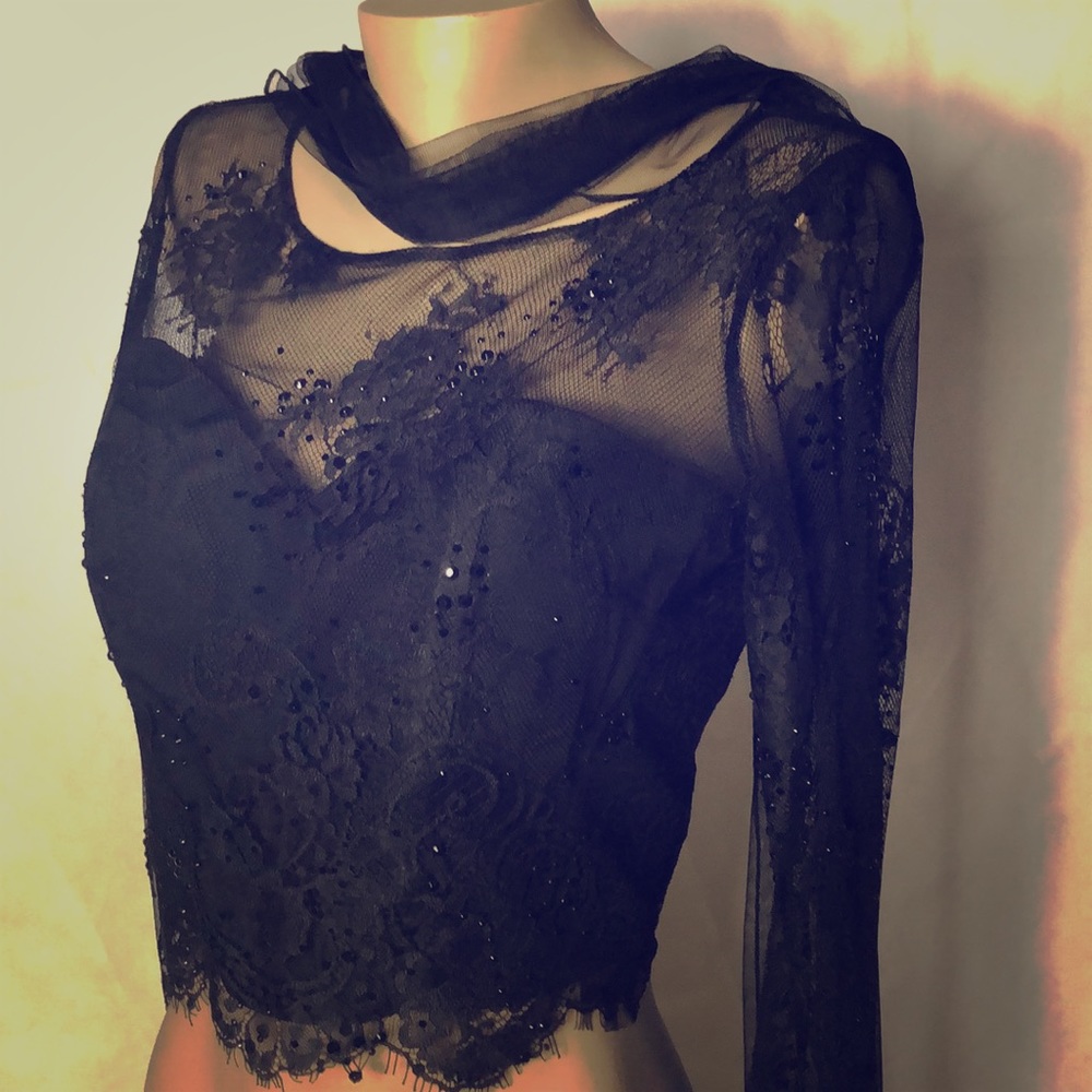 Black elegant/semi-formal blouse with scarf